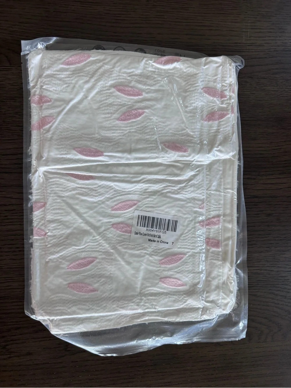 NEW! White Bunny Pattern Decorative Pillow with Pink Accents 18x18 - Set of 2